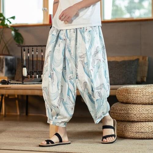 New Men‘s Wied Leg Pants New Streetwear Casual Trousers Male Harem Pants 2021 Oversize Chinese Style Man Pants Large Size 5XL