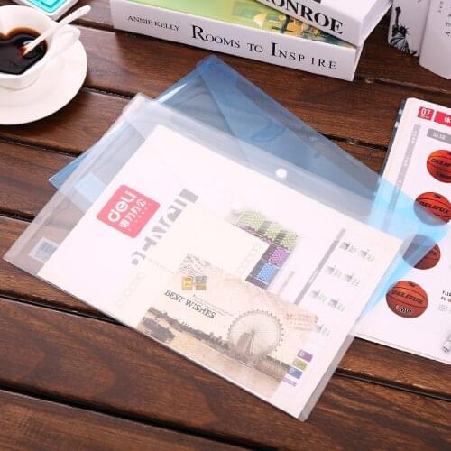 50Pcs File Folder A4 Transparent Document Bag Hasp Button Classified Storage Stationery Bag File Holder Office School