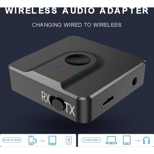 Pohiks 1pc Portable bluetooth 5.0 Transmitter Receiver 2-in-1Wireless Audio Aux 3.5mm Adapter With Micro USB Power Cable