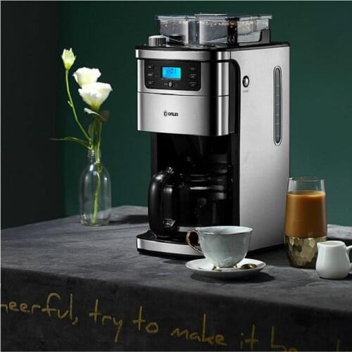900W Fully Automatic Coffee Machine Grinder American Household Grinding Stainless Steel Body Reservation Insulation