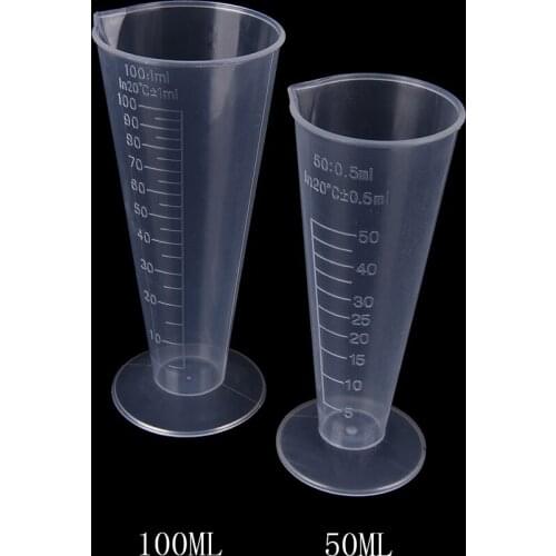 50ml/100ml Transparent Plastic Cone Measuring Cup With Scale Graduated Cylinders School Laboratory Kitchen Measure Accessories