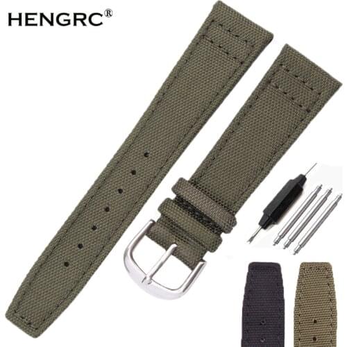 HENGRC Brand Nato Strap Canvas Nylon Watchbands 20mm 21mm 22mm Black Green High Qualiyt Watch Band Bracelet With Pin Buckle