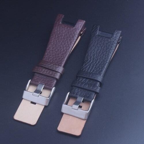 32mm Black Brown Genuine Leather Watch Strap Band Fits For Diesel DZ1430 DZ1215 with Tool