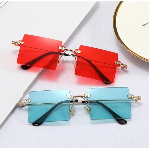 Retro Sunglasses Women Brand Designer Fashion Rimless Gradient Sun Glasses Shades Cutting Lens Ladies Frameless Eyeglasses New