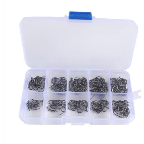 100-600pcs/Box High Carbon Steel Fishing Hooks Mixed Size 3-12#Barbed Jig Hook Carp Fishing Jig Head for Fly Fishing Accessories