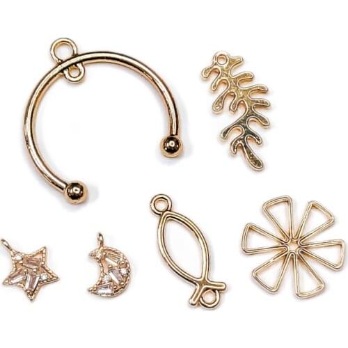 Eardrop Alloy Metal Kc Gold Pendant Necklace Earring Accessories Charms Wholesale Jewelry Making Diy Handmade Material 6pcs