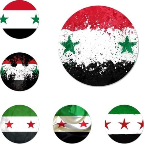 Syria Flag Icons Pins Badge Decoration Brooches Metal Badges For Clothes Backpack Decoration 58mm