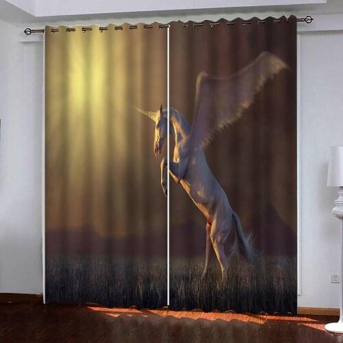 Modern Home Decoration Living Room blue forest curtains horse curtain modern living room blackout curtains