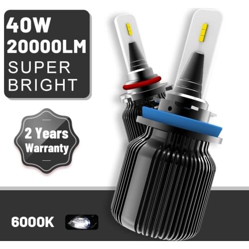 Carlitek 20000LM H8 LED Headlight H4 880 881 H7 9007 HB5 H27 H11 H9 9005 9006 HB3 HB4 6000K White CSP Chips Lamp Fanless 12V 24V