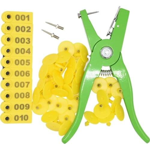 Ear Tag Sheep Marker Applicator 001-100 Ear Tags For Goat Identification Kit Ear Tagger With 2pcs Pins Ear Tag Pliers
