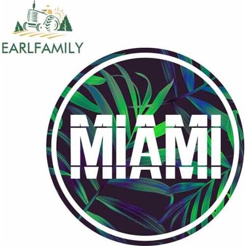 EARLFAMILY 13cm x 13cm for Miami Beach USA Tropical Surf Car Sticker Vinyl Bumper RV VAN Car Accessories JDM Graphics Comic Sign