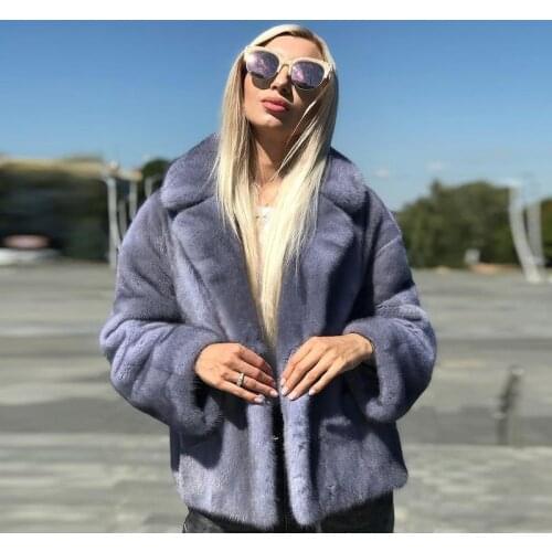 2021 Fashion Women Real Mink Fur Coat Natural High Quality Whole Skin Mink Fur Jackets Lapel Collar Luxury Fur Overcoats Female