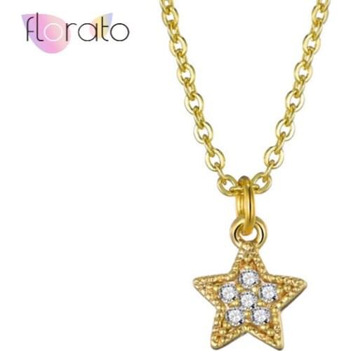 925 Sterling Silver Pendant Necklace Cute Tiny Star Zircon Choker Necklace Women Gold Silver color Fashion Jewelry Wholesale