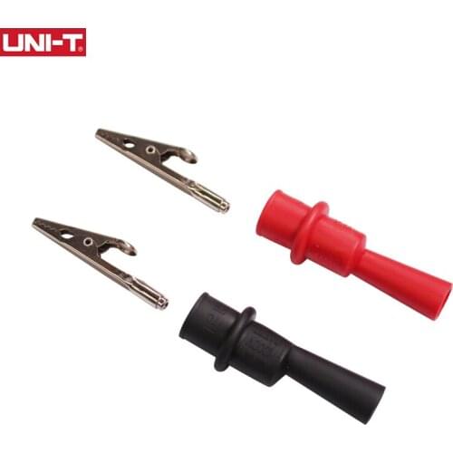 1 Pair UNI-T Alligator Crocodile Test Clip Electrical Clamp Multimeter Tester Probe Through Hole M4 Threaded Bore with Protector