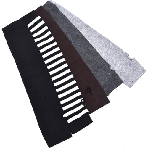 1pair Unisex Crochet Half Finger Long Gloves Knitted Long Fingerless Mittens Glove Arm Warmer Mitten