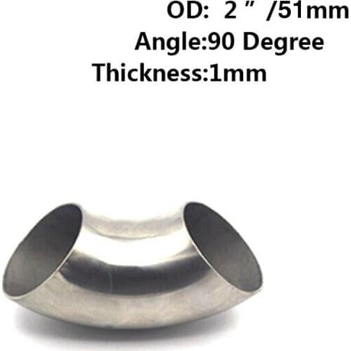 1pc 2.5/2Inch 51/63mm Stainless Steel 90 Degree Bend Elbow Exhaust Pipe