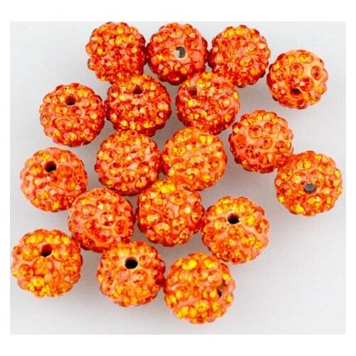 10mm 100pcs/lot Orange Disco Ball Beads Spacer Crystal Clay Beads For Jewelry Making Handmade Earrings Bracelet DIY Beads