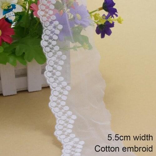 10yards 5.5cm wide Cotton embroid lace sewing ribbon guipure trim wedding lace DIY Garment Accessories french doll lace3937