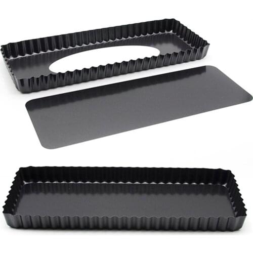 14 Inch Corrugated Non-stick Kitchen Carbon Steel Toast Bread Tarts Baking Pan Tray with Removable Bottom Baking Cake Mould