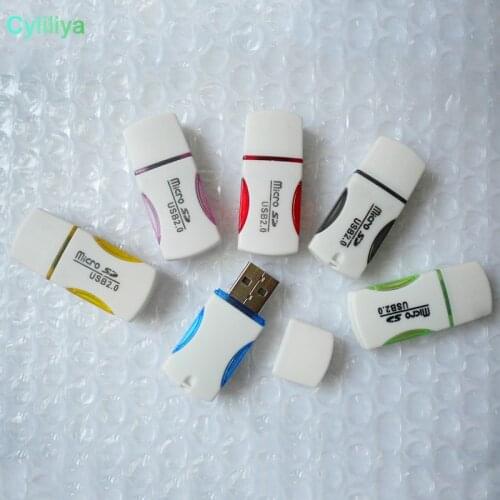 2000Pcs High Quality USB 2.0 Card Reader T-flash card reader single slot panda card reader adapter with LED light fast Shipping