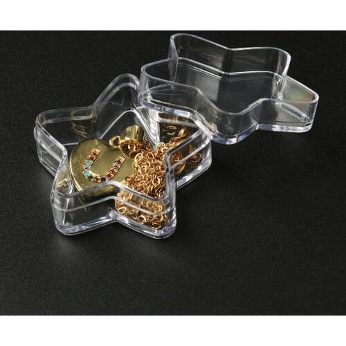 4PC/LOT Clear Plastic Jewelry Bead Storage Box Small Round Heart Star Shape Container Jars Make Up Organizer Boxes
