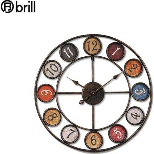 Large American Wall Clock Vintage Antique Metal Silent Wall Clock Creative Electronic Wall Clock Retro Style Decoration for Home