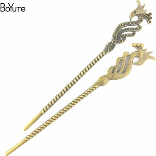 BoYuTe (10 Pieces/Lot) 147*23MM Phoenix Hair Sticks Vintage Style Metal Alloy Jewelry Settings for Women Diy Jewelry Making