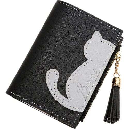 Wallet Pu Leather Coin Purse Handbags Multi-Card Women Wallets 2021 Short Cute Cat Wallet Student Bag Fresh and Sweet Zipper