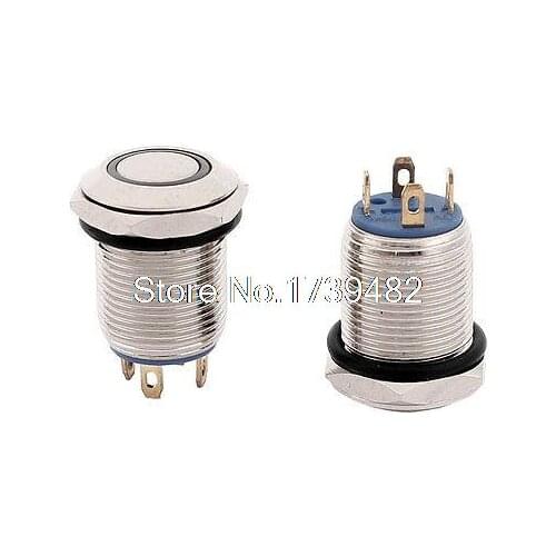 DC 9V Blue LED Angel Eye SPST Momentary Metal Push Button Switch 12mm Dia 2pcs