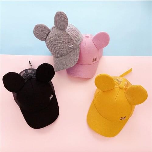 Disney Mickey Mouse Kids Sun Caps Cartoon Big Ears M Lettered Cute Children Baseball Cap Baby Boy Hat Baby Girl Summer Hats