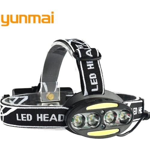 Lumen Headlight headlamp 4* XM-L T6 +2*COB+2*Red LED HeadLamp USB rechargeable Flashlight Torch Lanterna with batteries