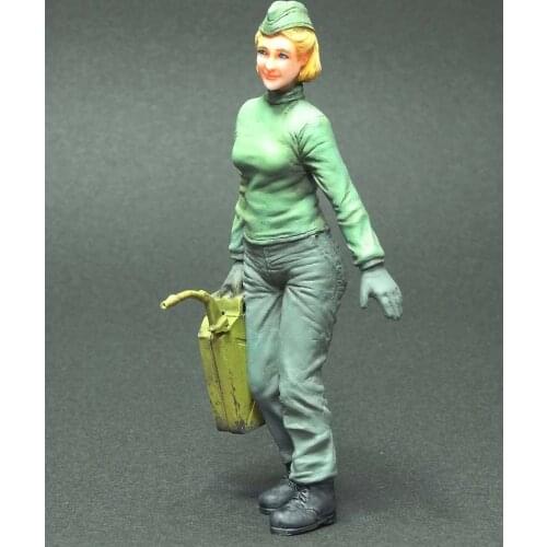 Unassambled 1/20 85mm modern woman with Oil drum 85mm Figure Resin kit miniature model Unpainted