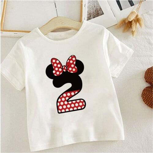 Disney T Shirt Kids Clothes For Girls Boys Kid T-shirts Minnie Mouse 1 2 3 4 5 Number Print Short Sleeve Unisex Clothes Dropship