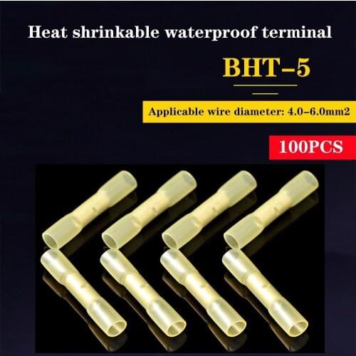 50/100pcs AWG 12-10 insulation Waterproof Heat Shrink Butt Connectors Electrical Wire Splice Cable Crimp Terminals Connectors