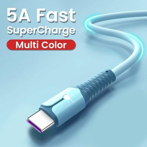 5A usb c cable Fast Charger usb Type C Cable For iphone 11 12 pro max xiaomi redmi note 10 huawei p30 pro Silicone type c cable