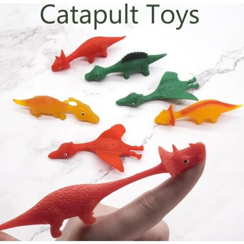 TPR Dinosaur Catapult Toy for Children Simulated Animal Finger Catapult Kids Slingshot Flying Dinosaur Toys for Kids Children