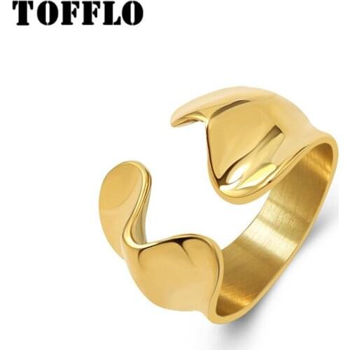 TOFFLO Stainless Steel Jewelry Special Sshaped Opening Ring Womens Fashion Simple Ring BSA164