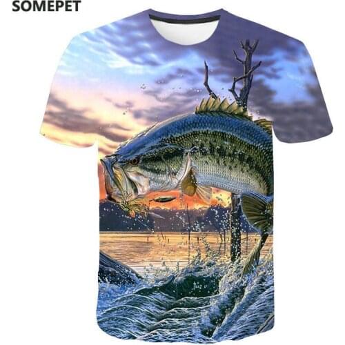 Summer New MenS T-Shirt Fish Print T-Shirt Funny Fishing T-Shirt Fish Hydrophobic T-Shirt Man Casual Fashion T Shirt