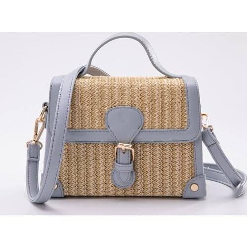 Fashion Box Straw Women Handbags Wicker Woven Shoulder Crossbody Bags Summer Beach Rattan Bag Lady Small Flap Casual Bali Purses