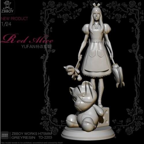 1/24(75mm) Resin Figure Kits Dark Alice self-assembled TD-2203