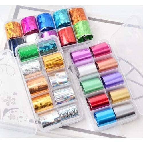 10Rolls Nail Foil Set 2.5*100cm Nail Art Transfer Nail Sticker Colorful Laser Starry Sky Paper Festival DIY Nail Art Decorations