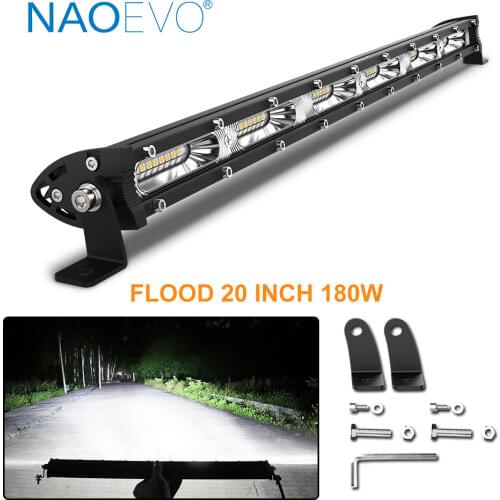 NAOEVO 20" inch Ultra Slim Off Road Barra led work lamp 180W 12V 24V Flood Signal Row LED Lights Bar for Truck Tractor SUV 4X4