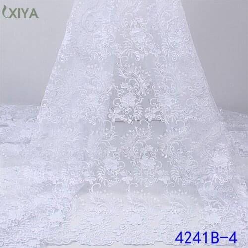 Nigerian Milk Silk Lace Fabric Embroidered Milk Fiber Tissue Lace African French Tulle Mesh Laces Fabrics with Sequins APW4241B