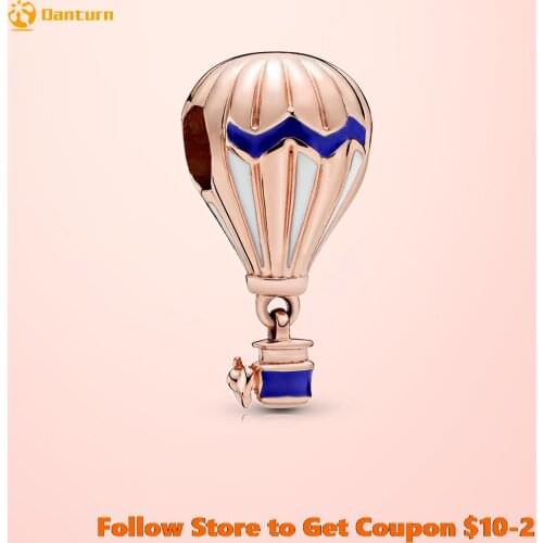 2020 New 925 Sterling Silver Beads Blue Hot Air Balloon Pendant Charms fit Original Pandora Bracelets Women DIY Jewelry