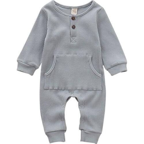 2020 New Infant Baby Boy Girl Romper Cotton Long Sleeve Knitted Ribbed Jumpsuit Baby Girl Boy Clothes Newborn Toddler Outfits7