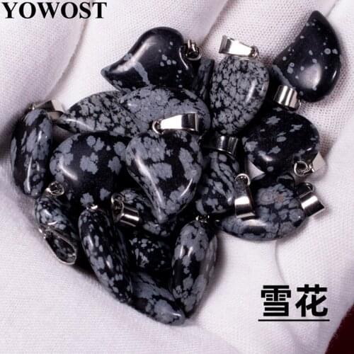 Wholesale 10Pcs/Lot Natural Stone Snow Pendants Crooked Heart Shape Dangle Beads Women jewelry QV0096