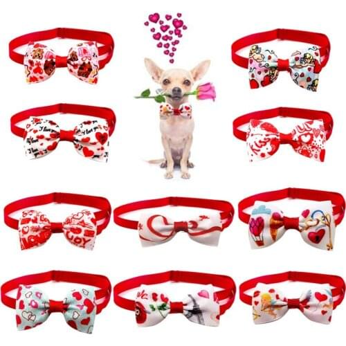 Valentines Day Pet Necklace Adjustable Strap For Cat Collar Dogs Accessories Pet Dog Bow Tie Puppy Bow Ties Dog Pet Supplies