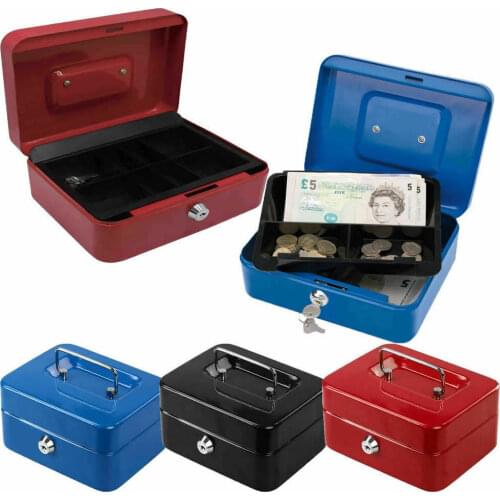 Locking Cash Box Money Small Steel Lock Security Safe Storage Check Large SizeCash Box to Save Keys and Money
