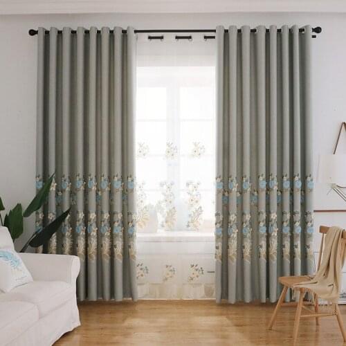 Embossed Embroidered Curtains for Living Room Bedroom and Study Simple and Modern High Shading Rate Curtains