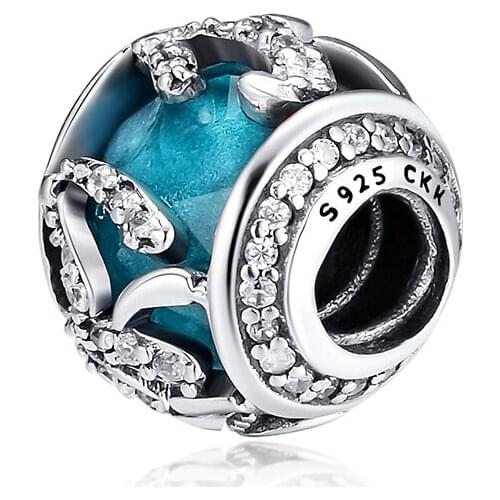 Charms fits for Necklaces Bracelets Radiance of Youth Beads 100% 925 Sterling Silver Jewelry with Blue CZ Free Shipping